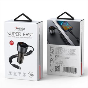 شارژر فندکی فست شارژ یسیدو YESIDO-Y56 60W